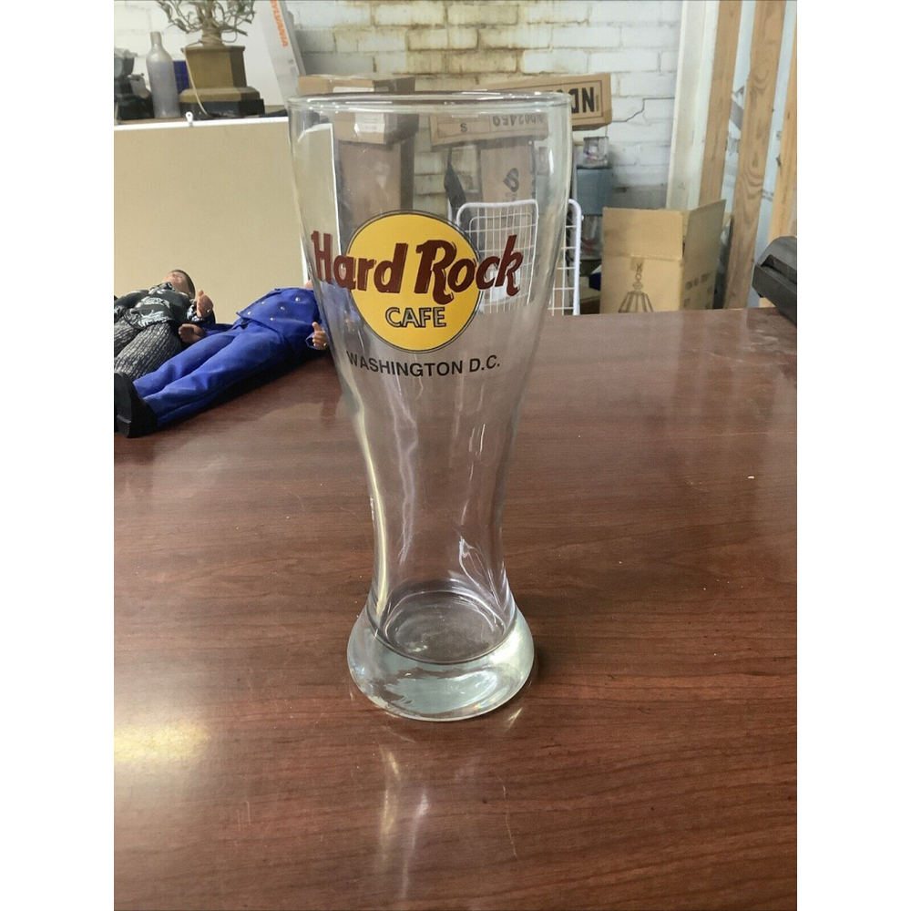 HARD ROCK CAFE Souvenir Tall Clear Pilsner Drinking Beer Glass